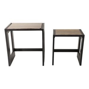 S/2 20/24"WENSTON ACACIA WD ACCENT TBLES,BRWN 2BXS 1