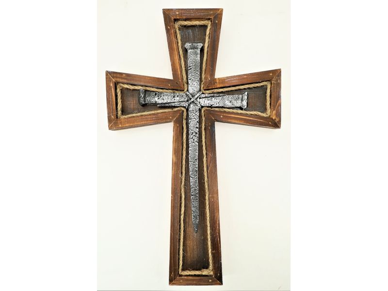 17" x 10.5" Nail Wood Cross 1