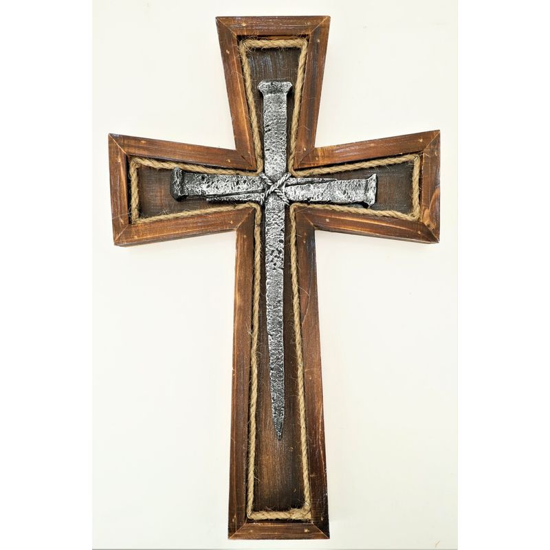 17" x 10.5" Nail Wood Cross