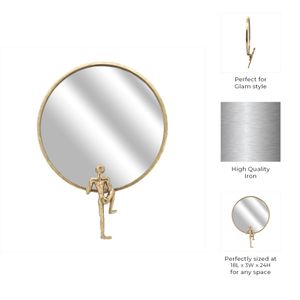 METAL, 24"H, MIRROR WITH MAN DECO, GOLD 8