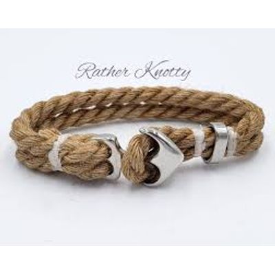 WHITE WRISTLET W ROPE STRAP & JUTE - ANCHOR - ASST