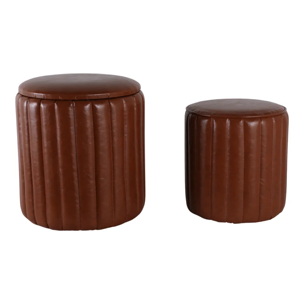 FIONACREST SET OF 2 BROWN OTTOMANS 18 (IN)