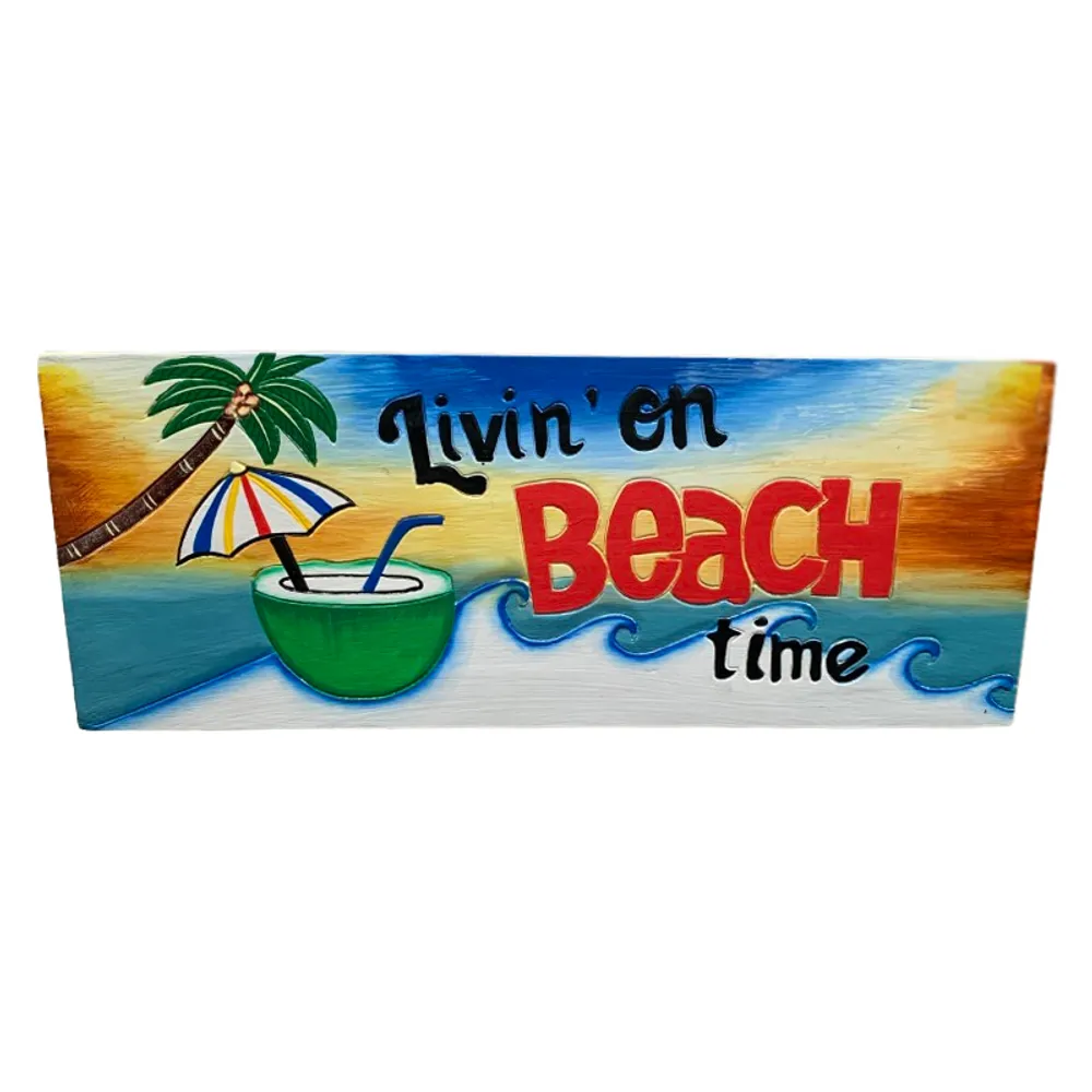 19-1/2" LIVIN ON BEACH TIME PLAQUE