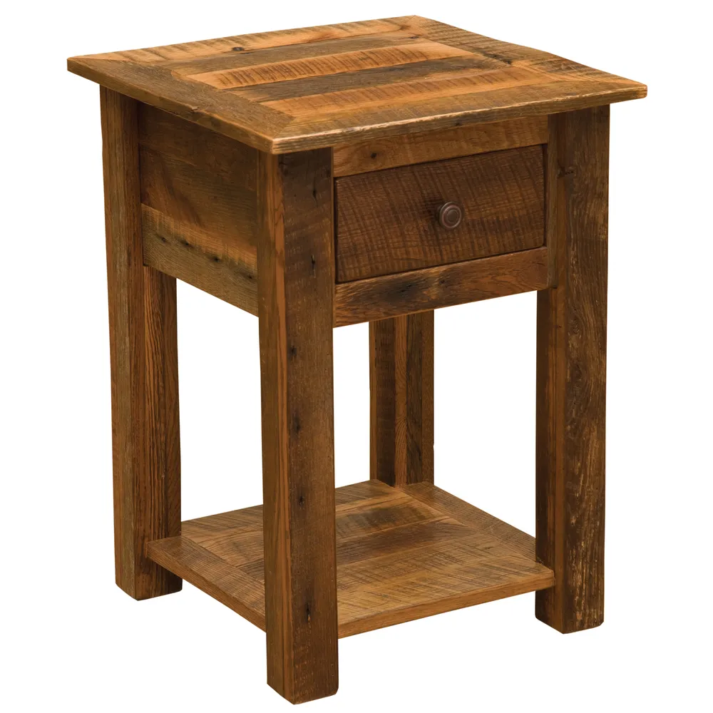Barnwood One Drawer End Table with Shelf
