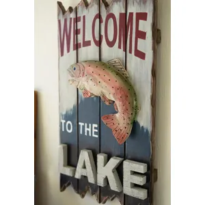 Welcome To The Lake with Trout Sign 2