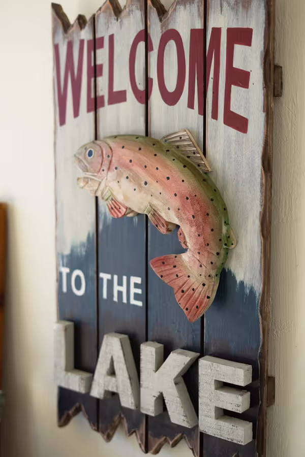 Welcome To The Lake with Trout Sign