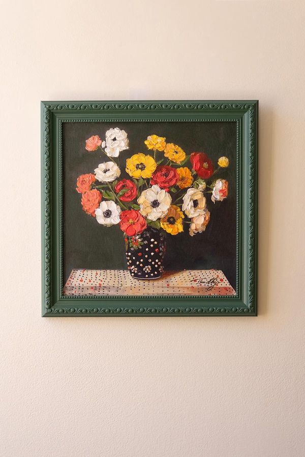 Green Framed Still-Life Painting