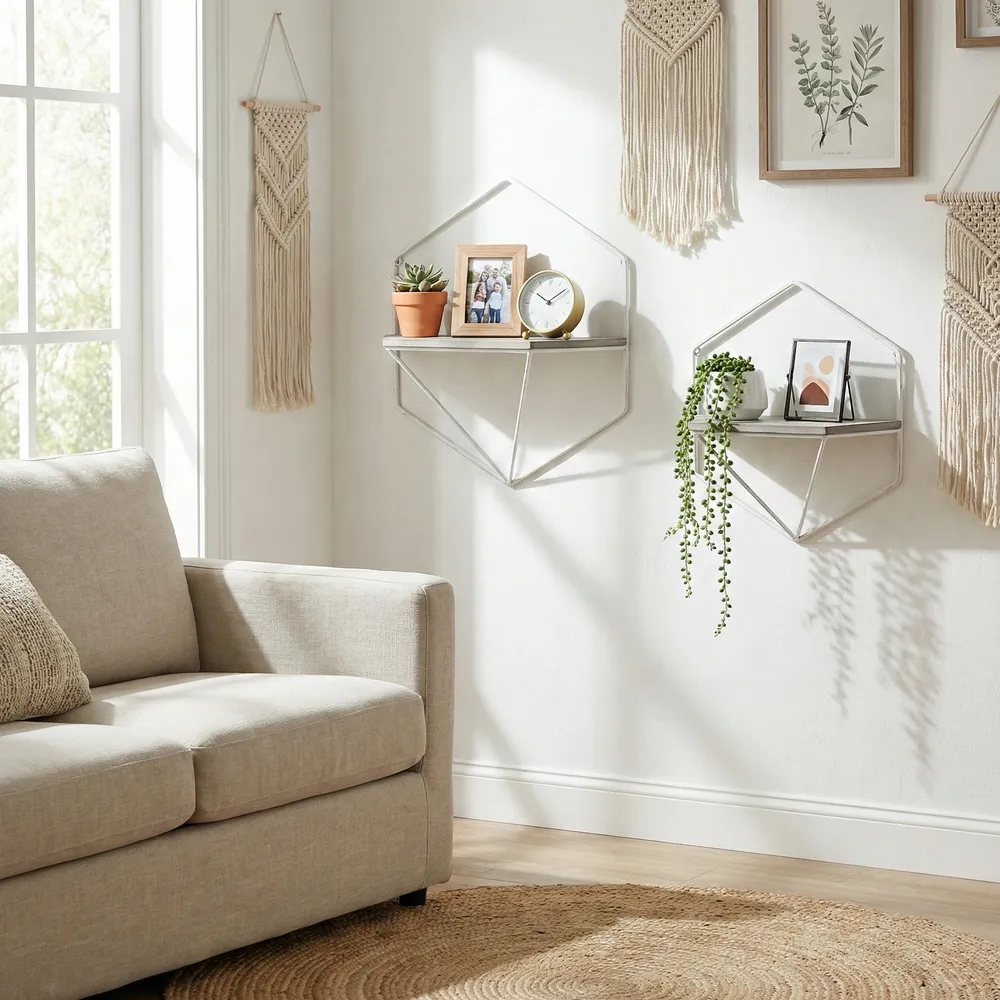 IRVINGMILL SET OF 2 WHITE WALL SHELF 17 (IN)