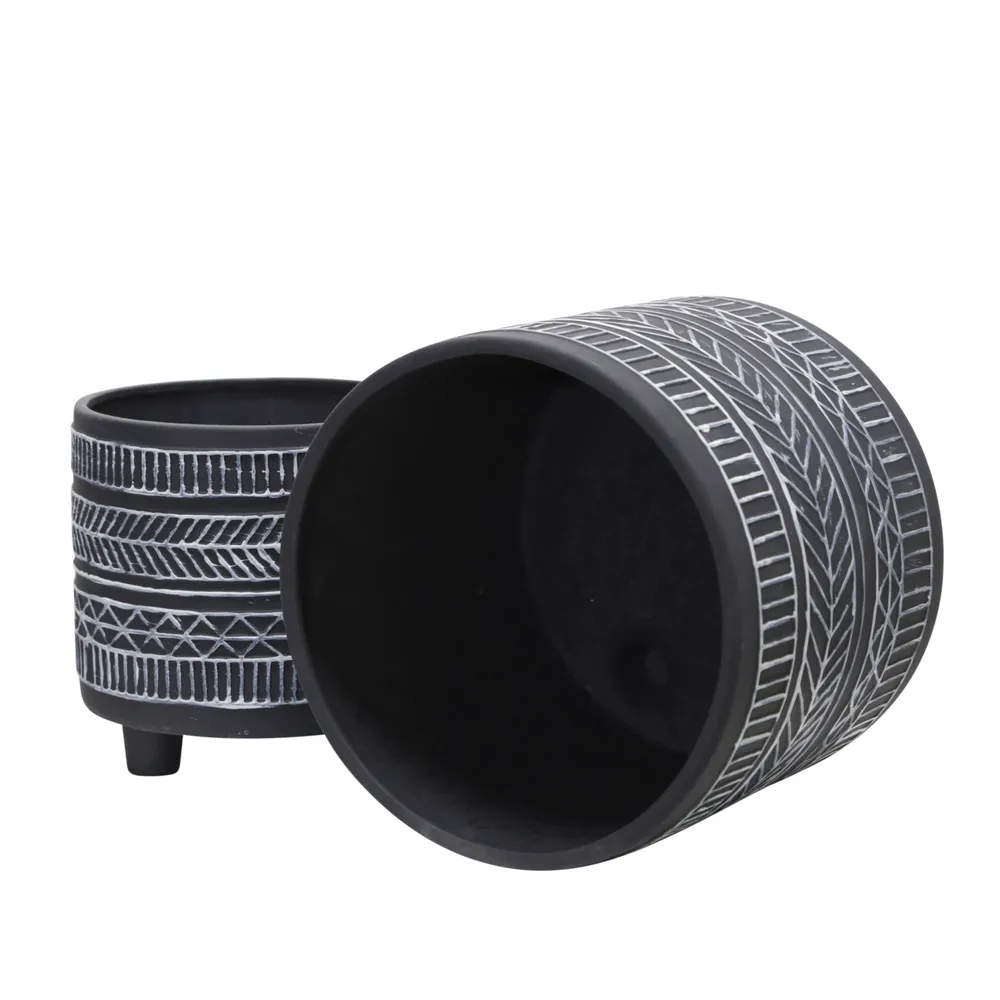 COHENGROVE SET OF 2 BLACK PLANTER 8 (IN)