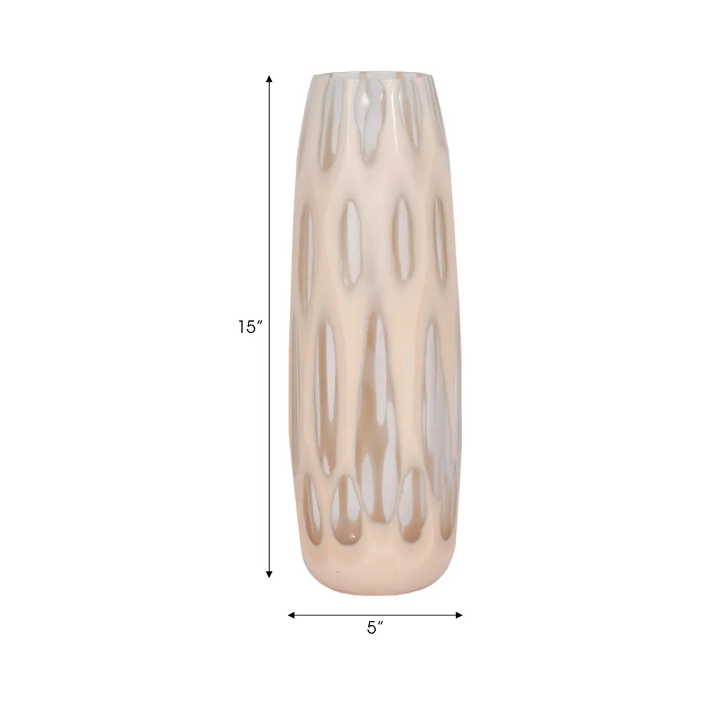 HATCHERHAVEN TAN GLASS VASE 15 (IN)