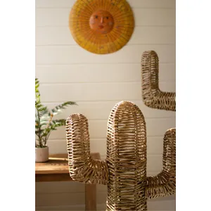 Set of 2 Woven Seagrass and Iron Cacti 2