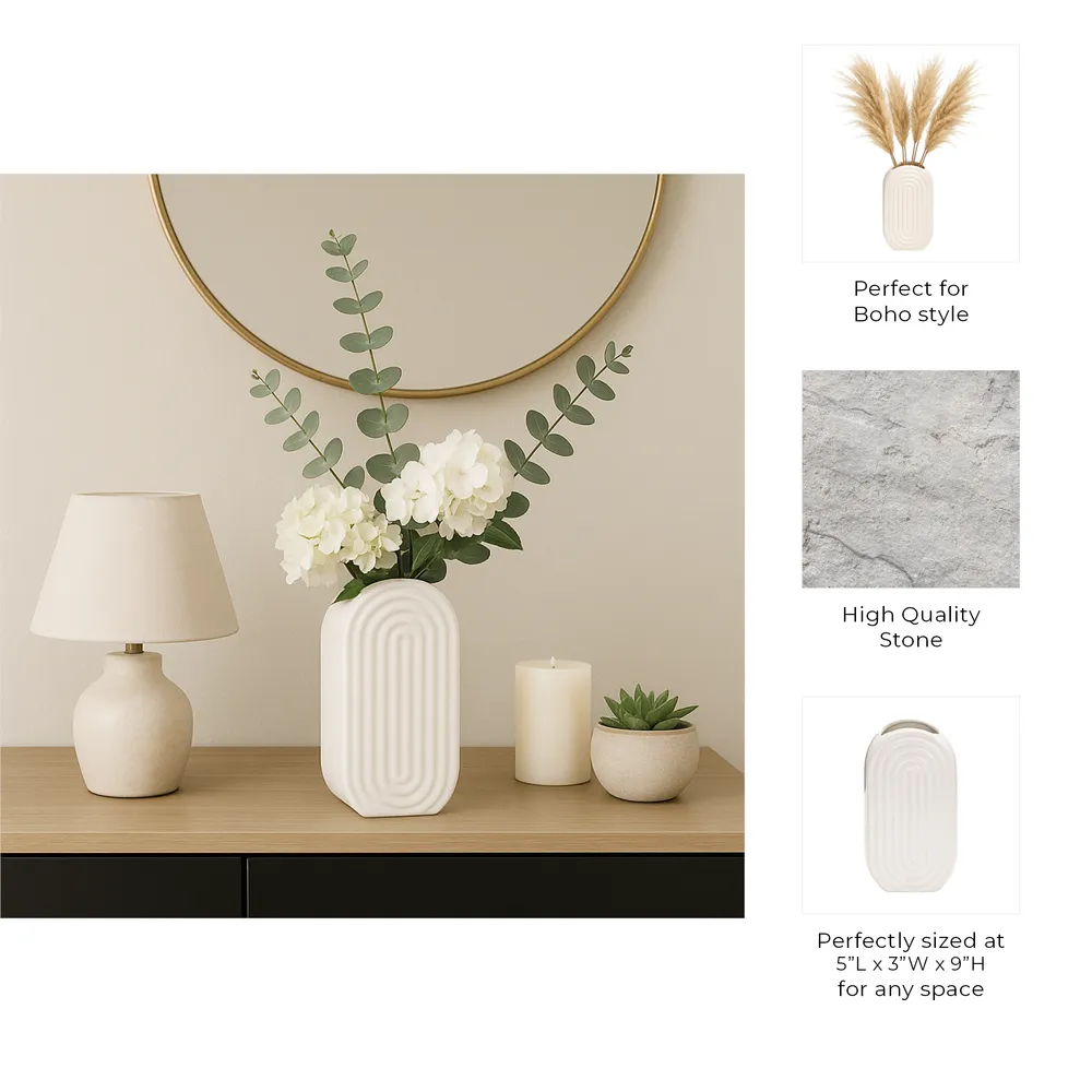 ELTONLAND WHITE VASE 9 (IN)