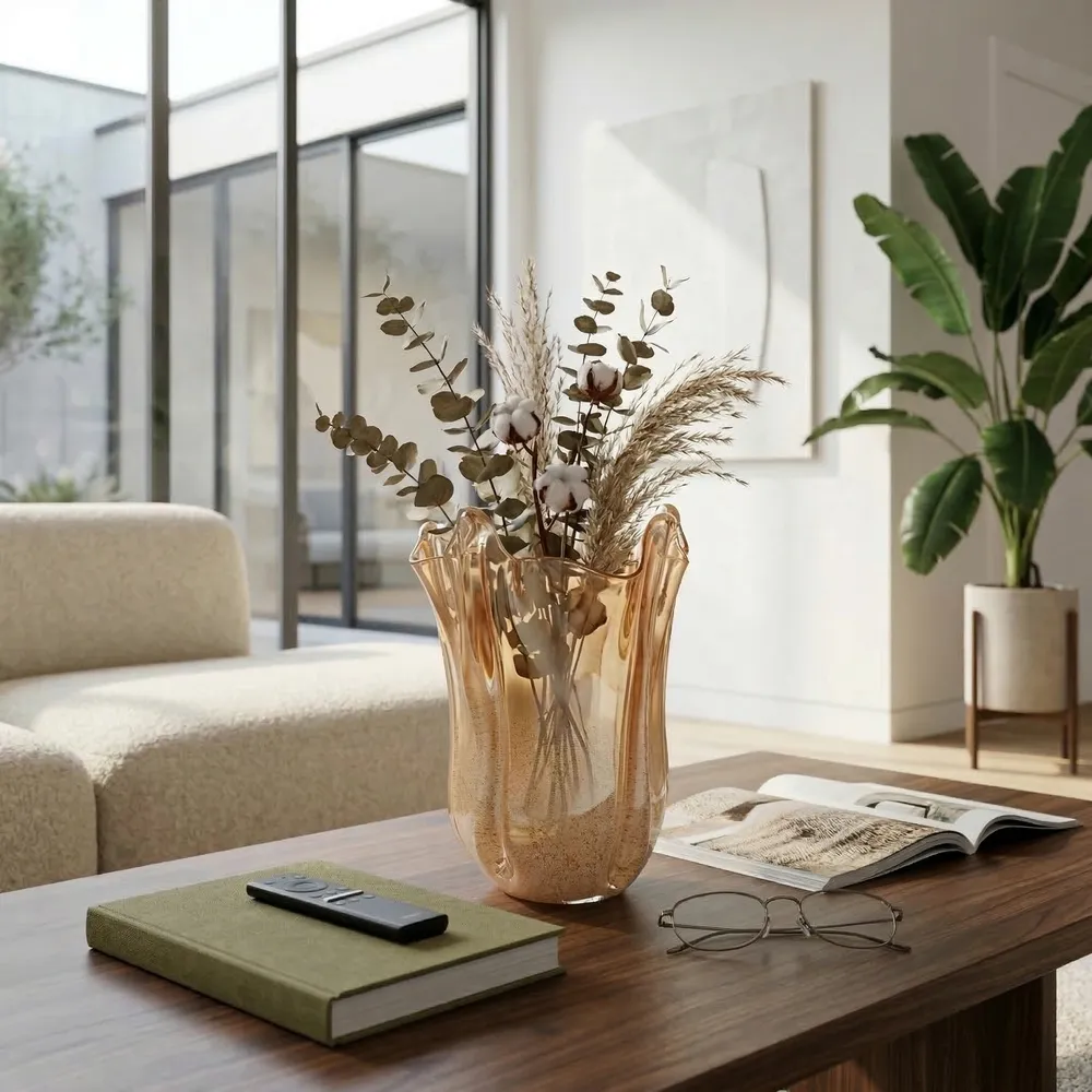 DAXTONROSE TAN GLASS VASE 10 (IN)
