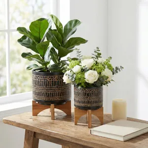 LANDONVIEW SET OF 2 BLACK PLANTER 11 (IN) 11