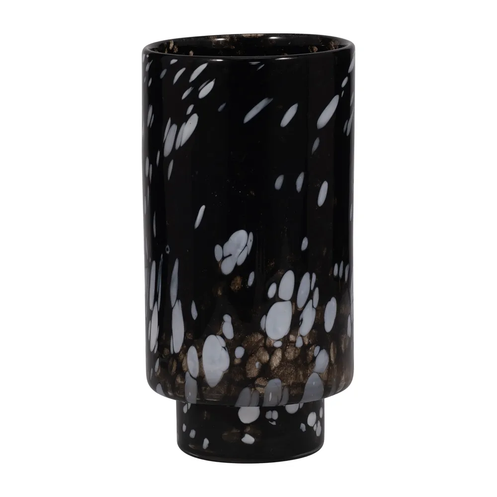BAKERWOOD BLACK GLASS VASE 13 (IN)