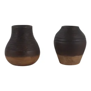 DRAPERFIELD SET OF 2 BROWN VASES 6 (IN) 1