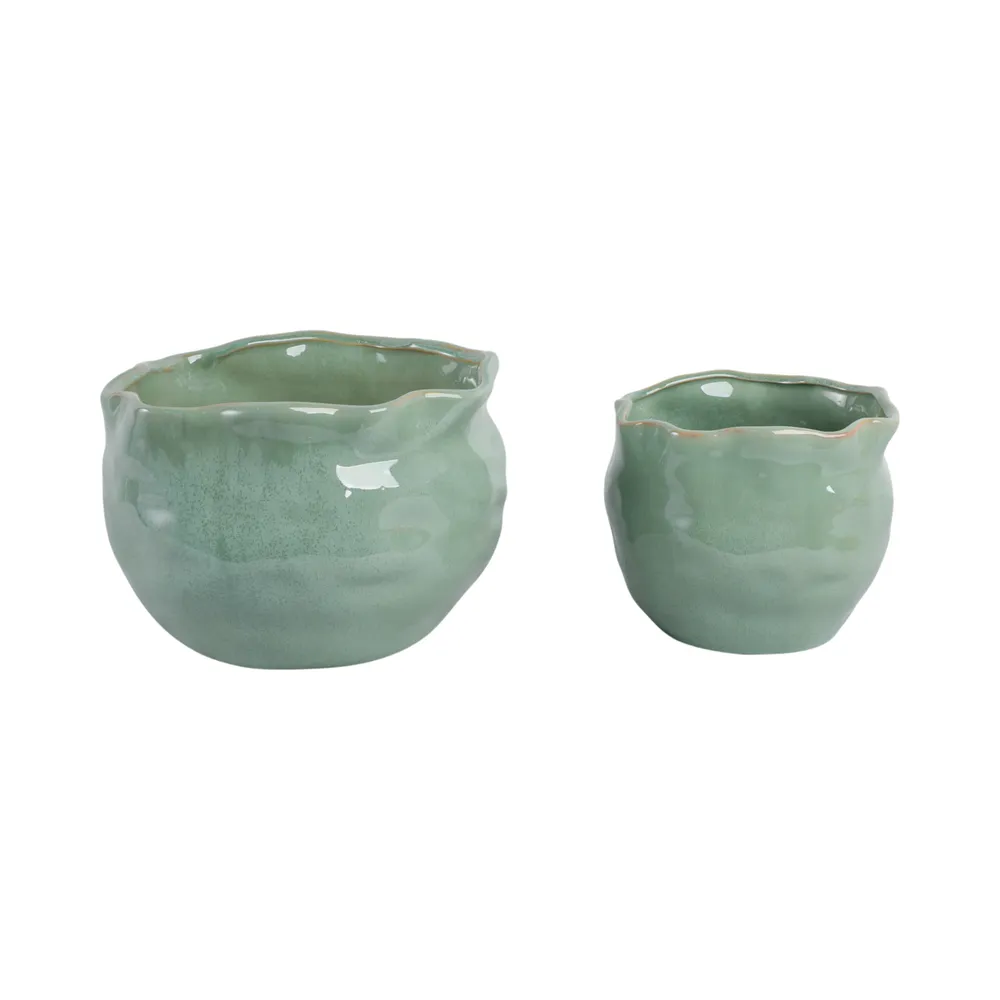 DRAPERSTONE SET OF 2 GREEN PLANTER 9 (IN)