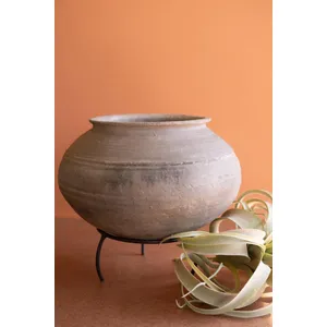 Black Clay Urn on an Iron Stand 3