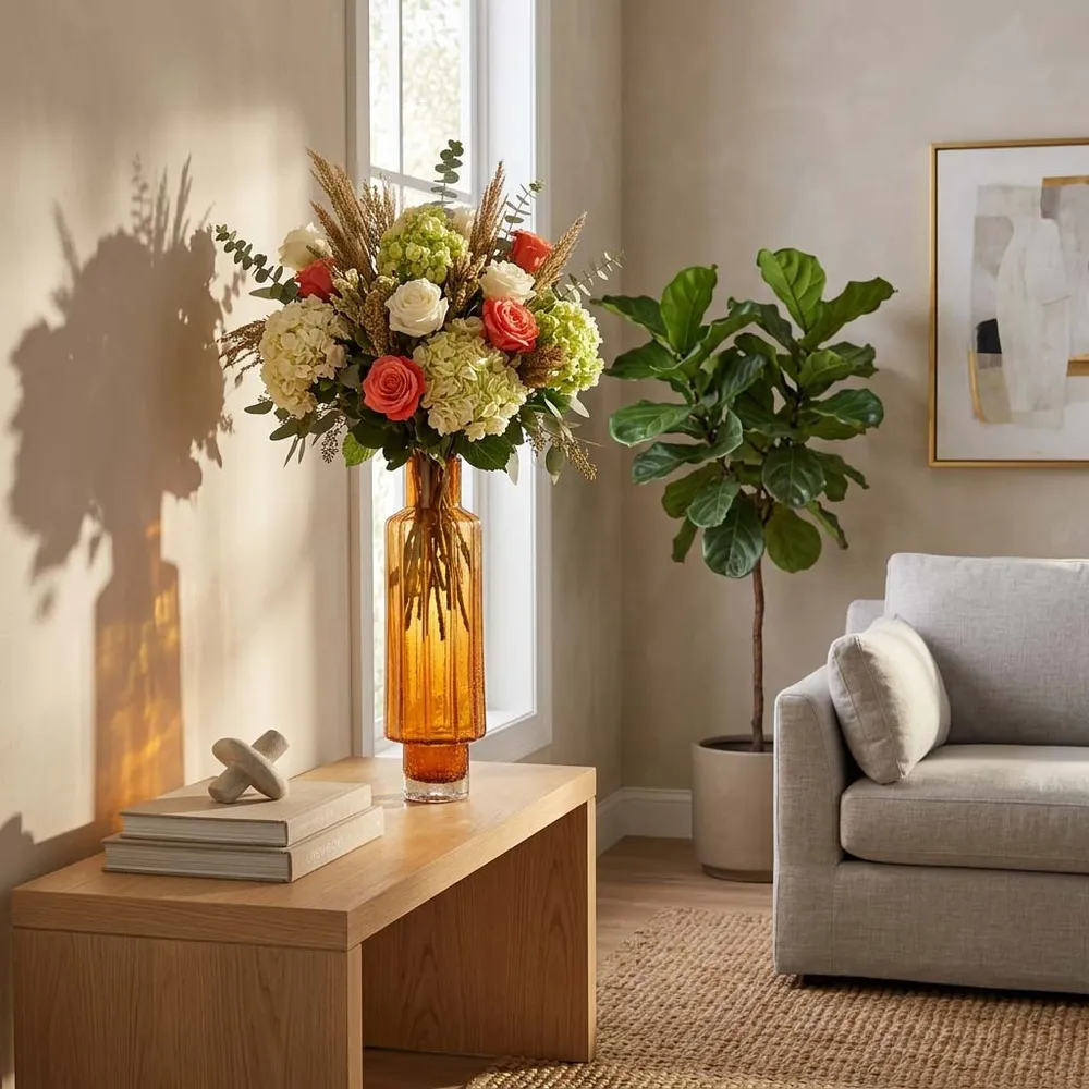 VINSON ORANGE GLASS VASE 20 (IN)