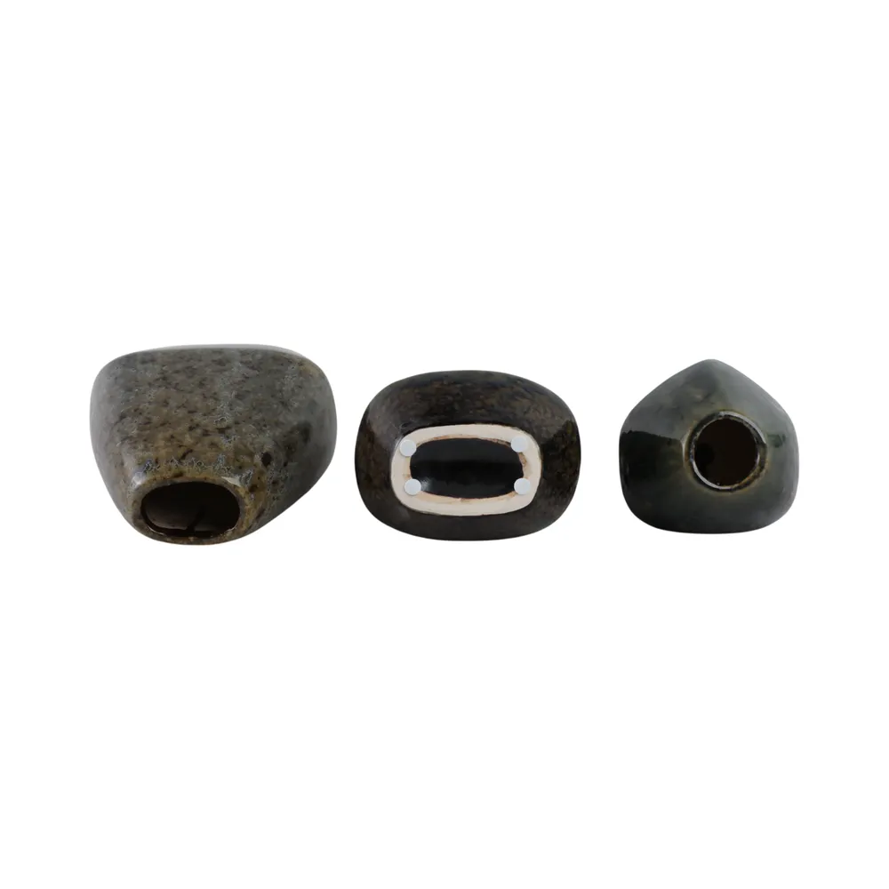 DENNINGHAM SET OF 3 BROWN VASES 8 (IN)