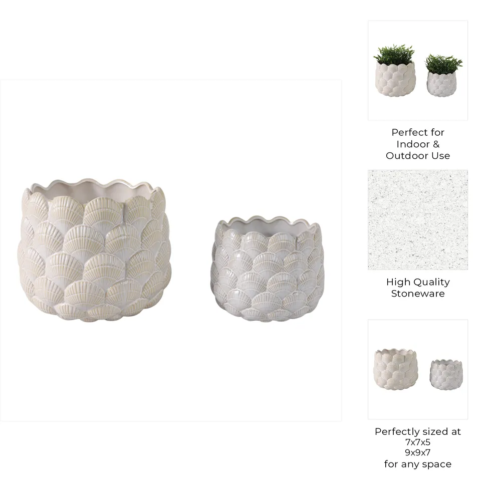 HARKENCREST SET OF 2 WHITE PLANTER 8 (IN)