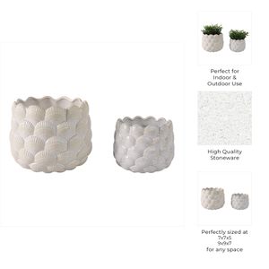 HARKENCREST SET OF 2 WHITE PLANTER 8 (IN) 11