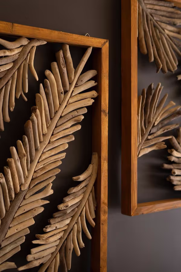 Set of 2 Framed Driftwood Leaves