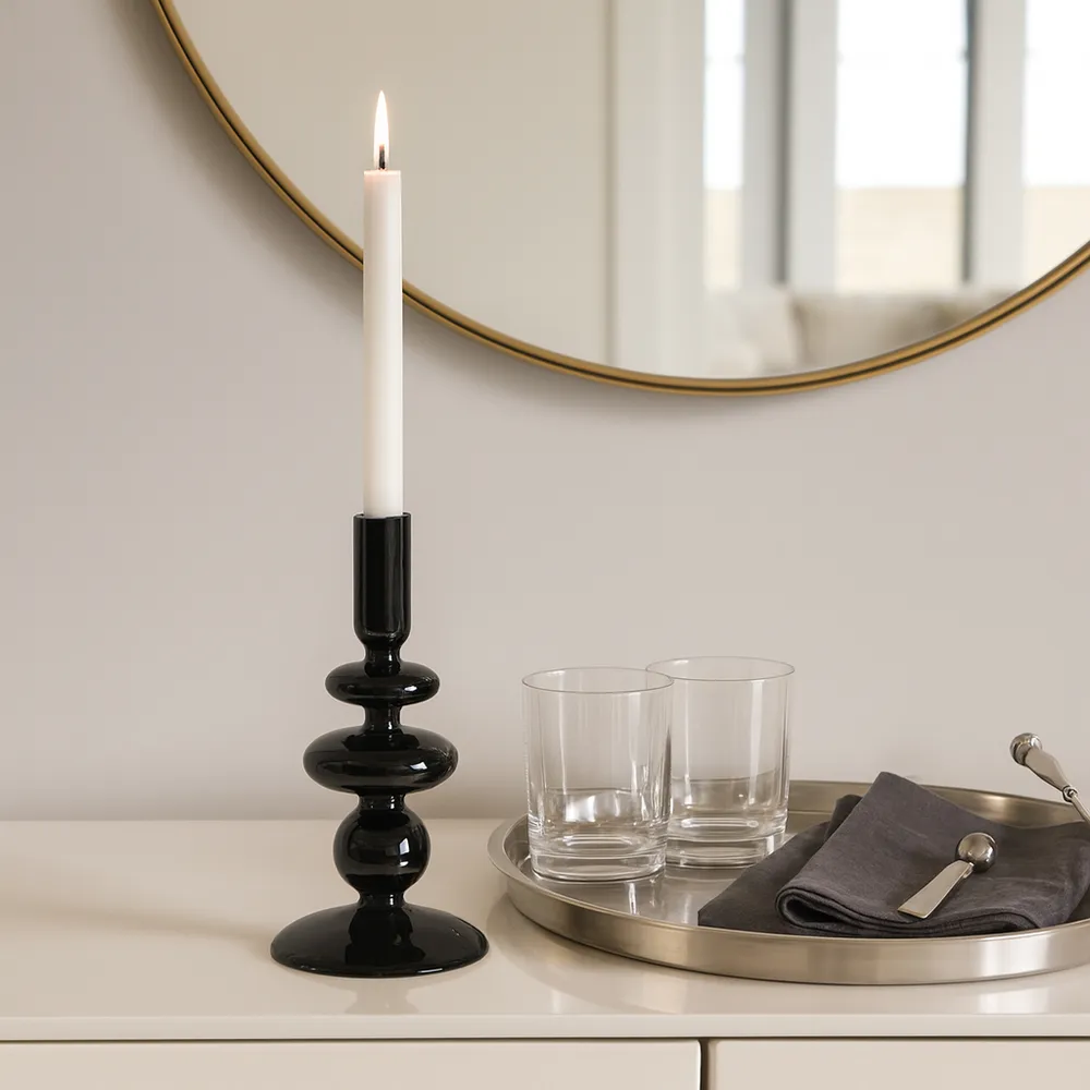 ELLENLAND BLACK CANDLE HOLDER 7 (IN)