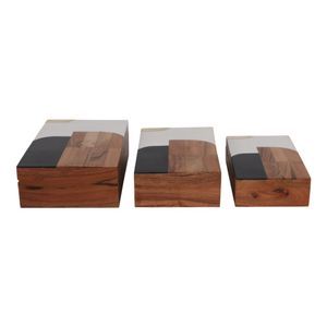 MAEBEACH SET OF 3 BROWN BOXES 4 (IN) 4