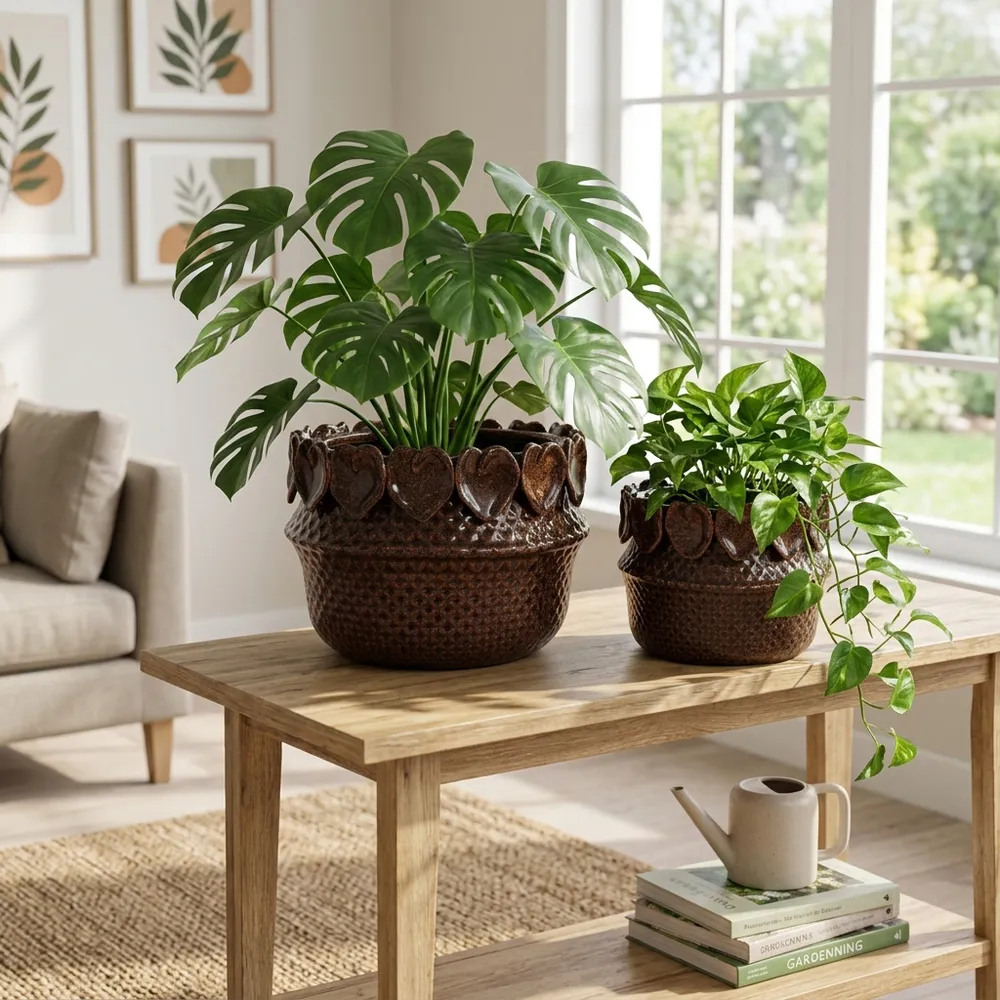 FALLONRUN SET OF 2 BROWN PLANTER 7 (IN)