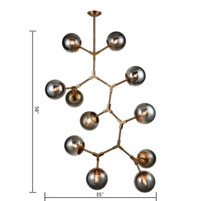 Synapse 35″ Wide 11-Light Chandelier - Aged Brass