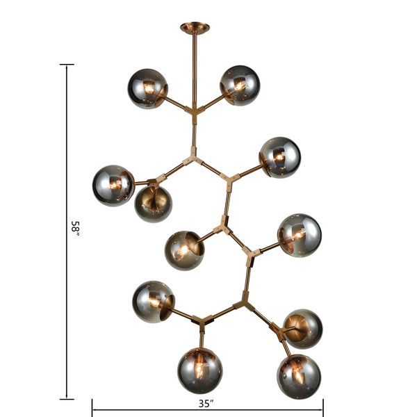 Synapse 35'' Wide 11-Light Chandelier - Aged Brass