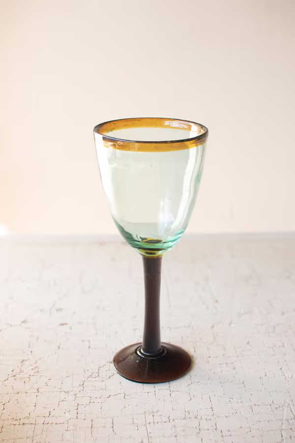 Amber Rim Wine Glass