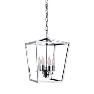 Cage 12'' Wide 4-Light Pendant - Polished Nickel 1