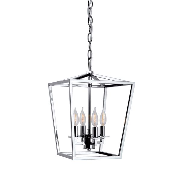 Cage 12'' Wide 4-Light Pendant - Polished Nickel
