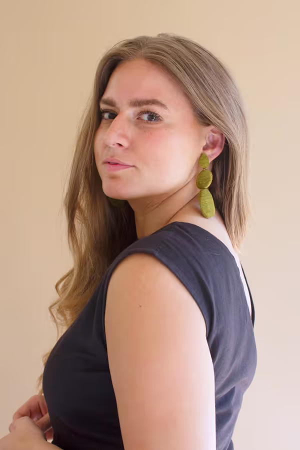 Fabricwrapped Earrings / Chartreuse