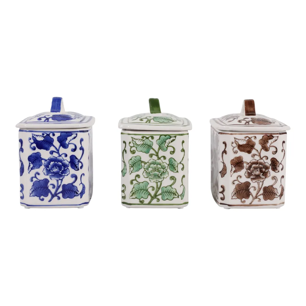 HENDONRUN SET OF 3 WHITE JARS 6 (IN)