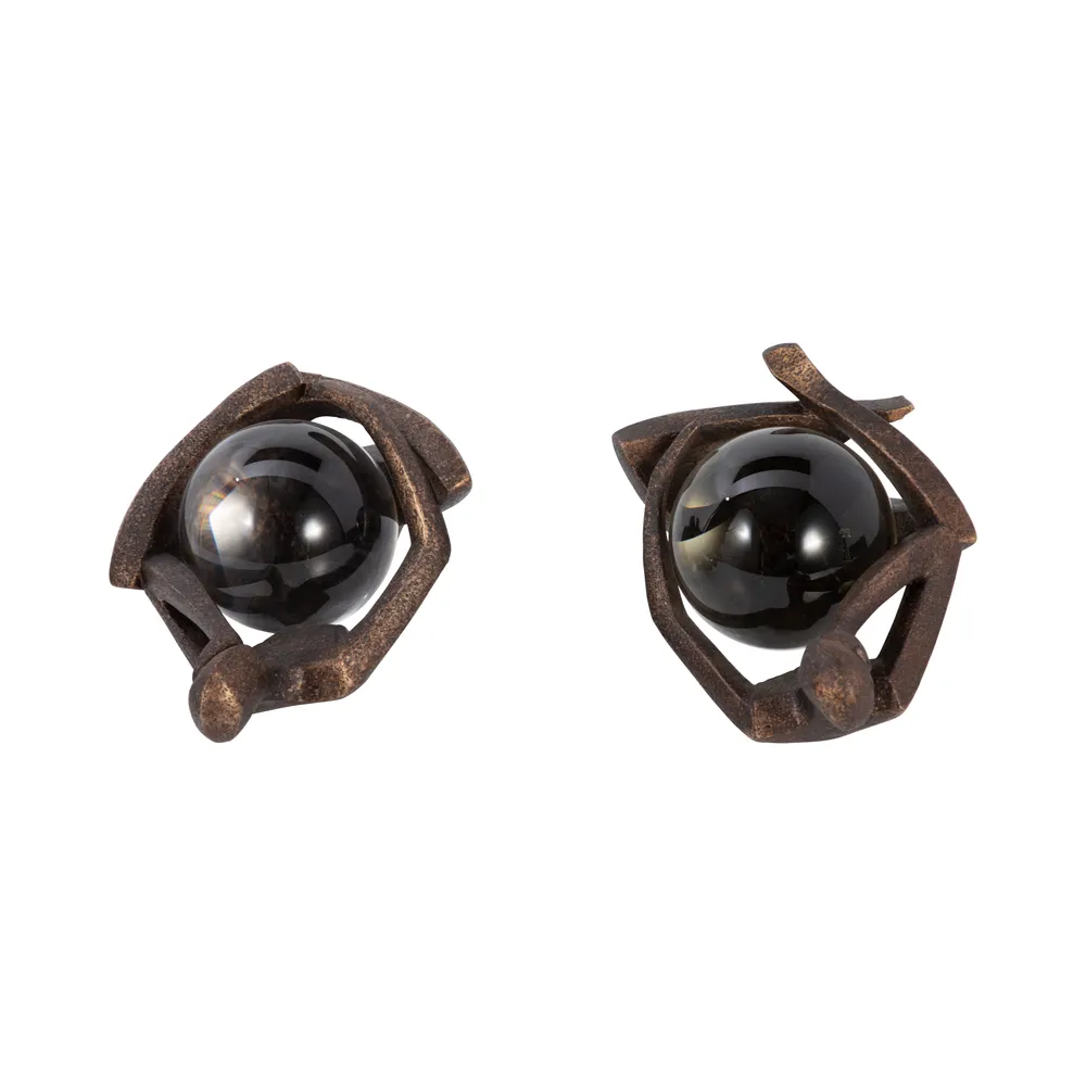 CLIFTONRUN SET OF 2 BLACK ORBS 8 (IN)