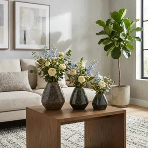 DENNINGHAM SET OF 3 BROWN VASES 8 (IN) 11
