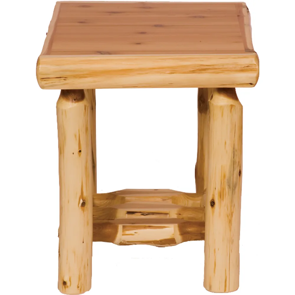 Cedar Log Open End Table - Weathered