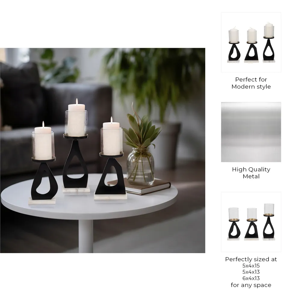 PALMERLAKE SET OF 3 BLACK CANDLE HOLDER 15 (IN)
