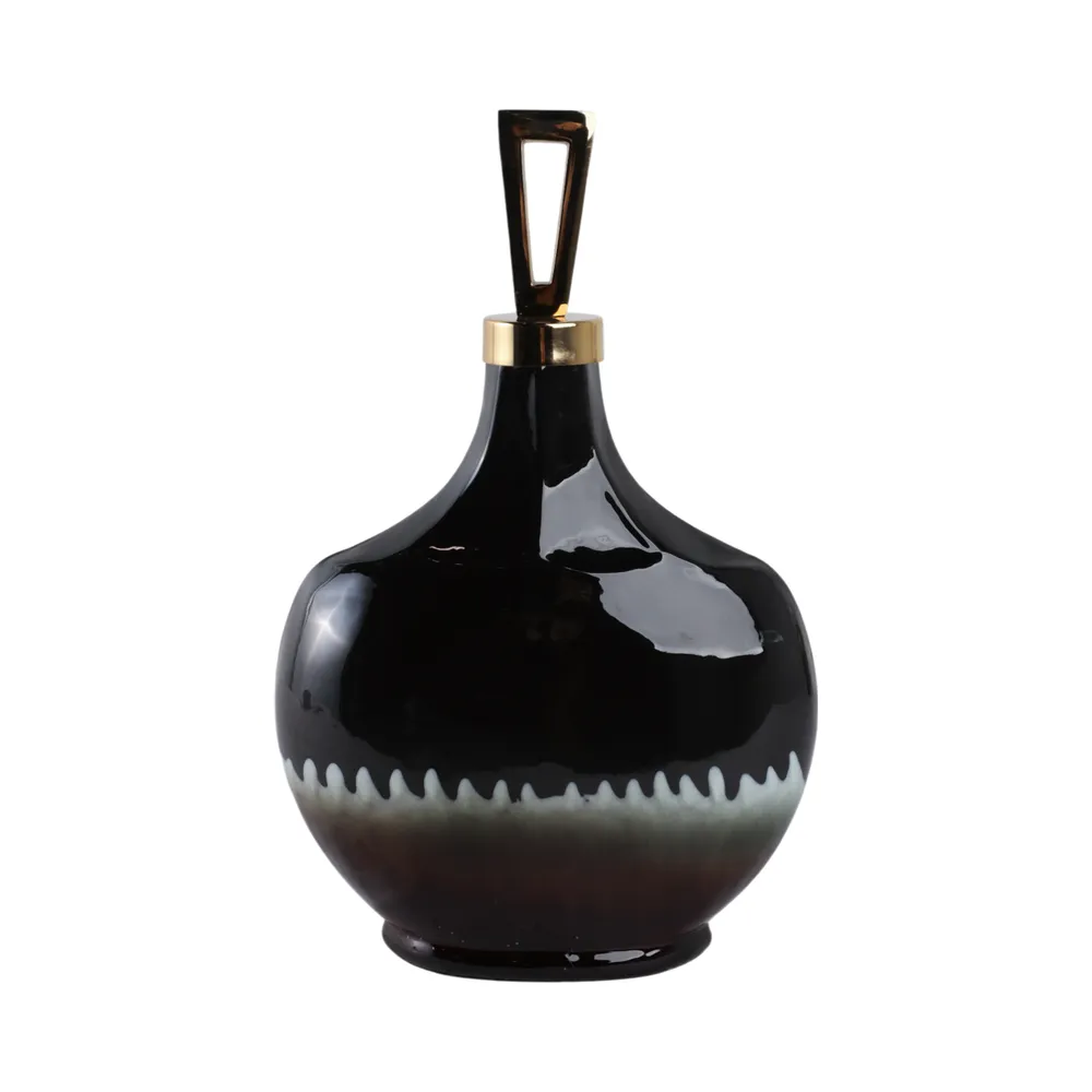 ELMONTGROVE BLACK GLASS VASE 16 (IN)