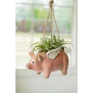 Ceramic Hanging Flying Pig Planter 1