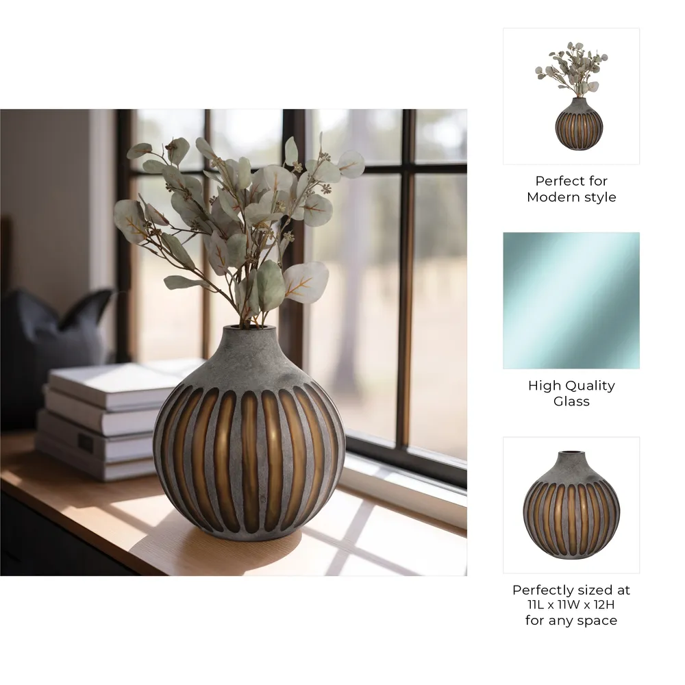 HAMDENSIDE GRAY GLASS VASE 12 (IN)