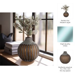 HAMDENSIDE GRAY GLASS VASE 12 (IN) 9
