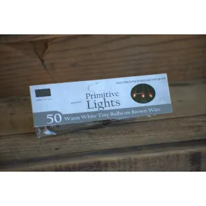 50 Bulb Primitive RICE String Lights 10ft Brown Cord - Steady On 2