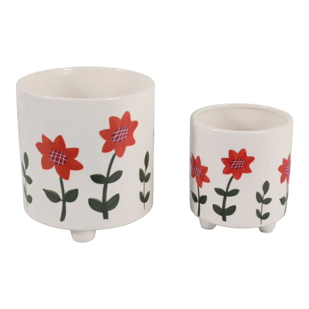 ALMAWAY SET OF 2 ORANGE PLANTER 8 (IN)