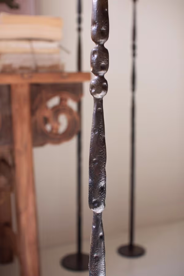 Set of 3 Tall Forged-Iron Taper Candle Holders