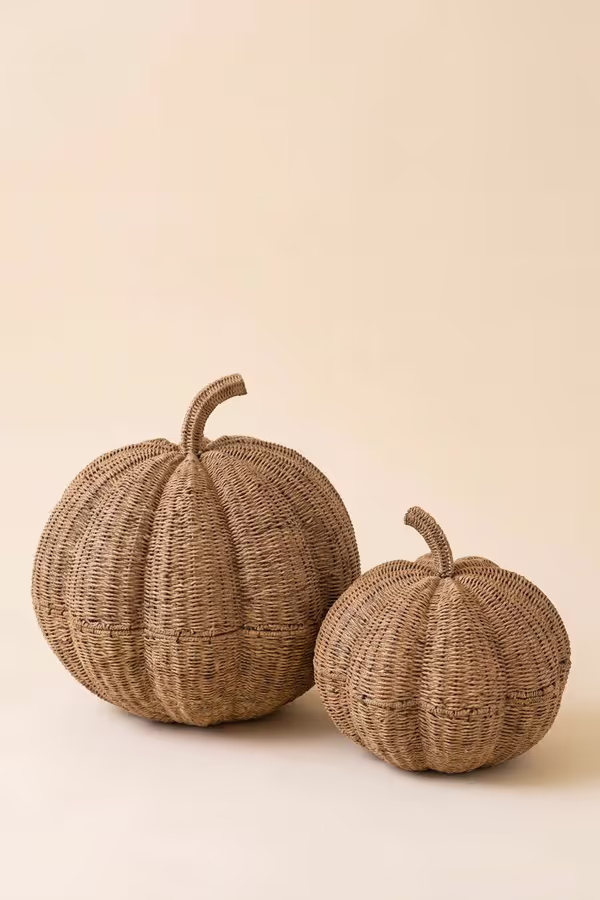 Set of 2 Giant Woven Vine Pumpkins