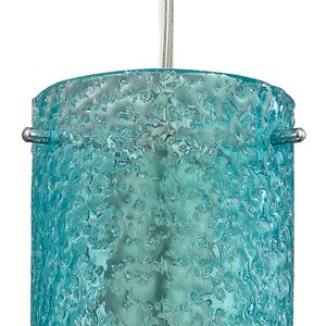 Ice Fragments 5'' Wide 1-Light Mini Pendant - Satin Nickel and Aqua Glass 2